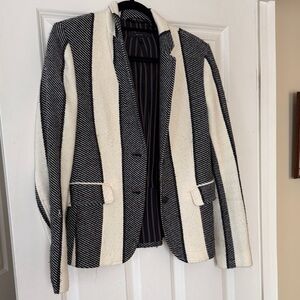 rag & bone Black and White Striped Wool-Blend Blazer